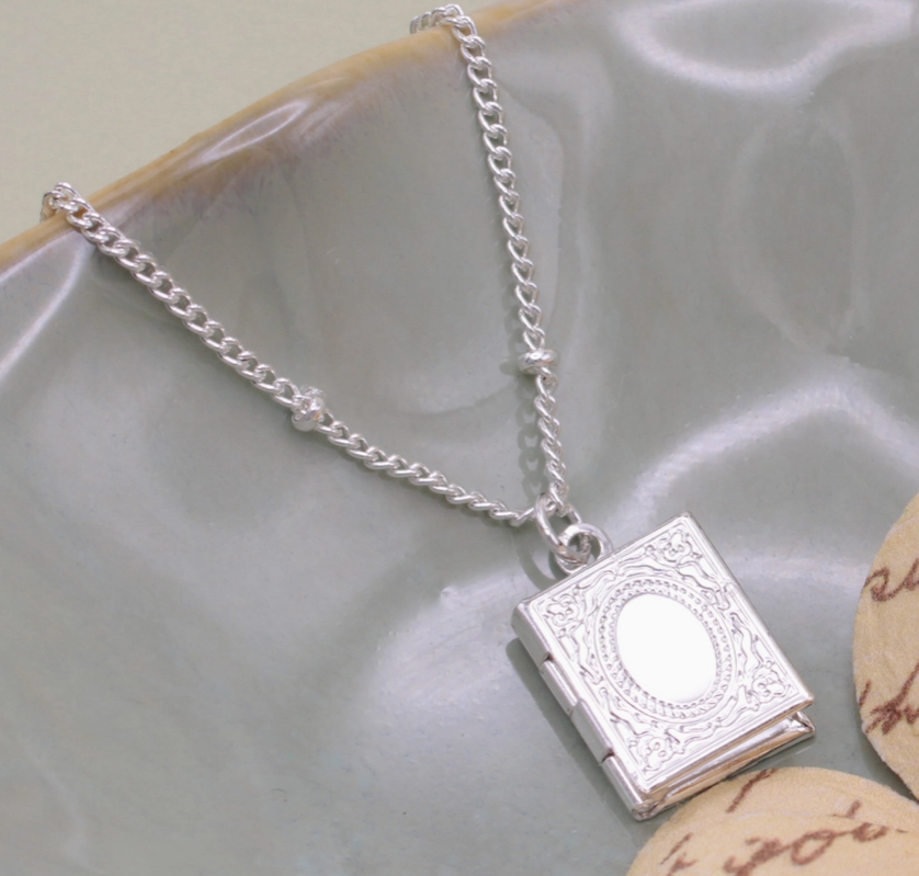 Secret Diary Silver Book Locket Necklace - Mary Baldwin Campus Store